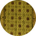 Round Machine Washable Abstract Yellow Modern Rug, wshabs4359yw