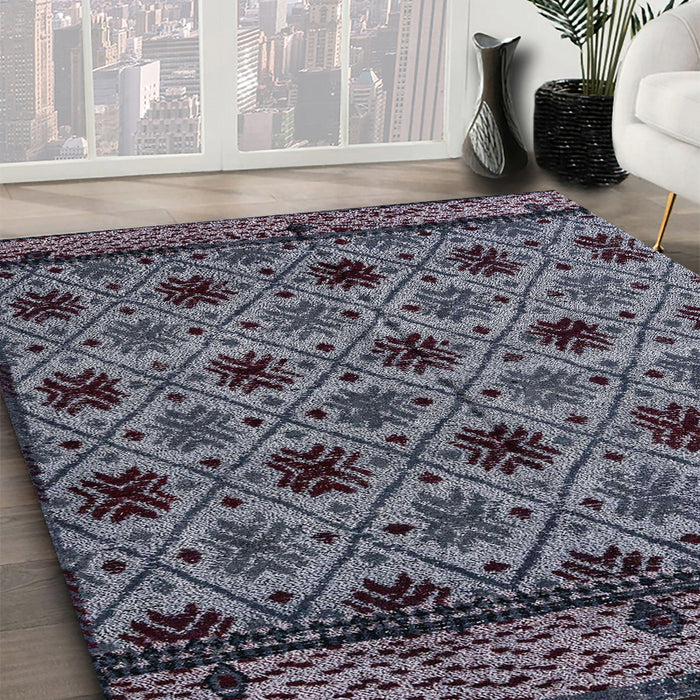 Machine Washable Abstract Dark Gray Rug in a Family Room, wshabs4359