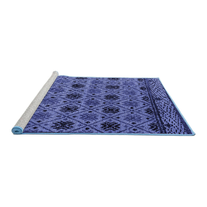 Sideview of Machine Washable Abstract Blue Modern Rug, wshabs4359blu