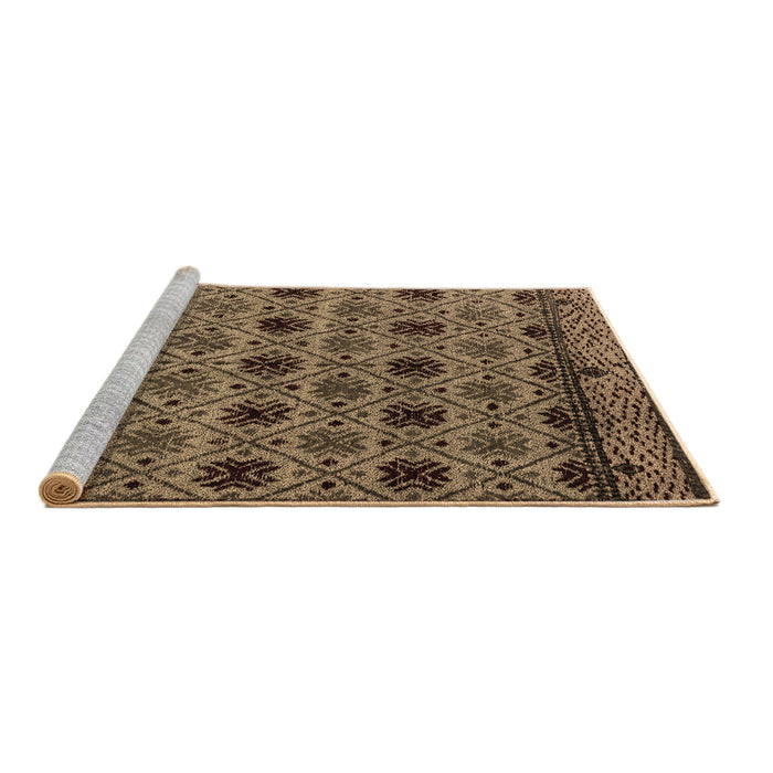 Sideview of Machine Washable Abstract Brown Modern Rug, wshabs4359brn