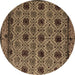 Round Machine Washable Abstract Brown Modern Rug, wshabs4359brn