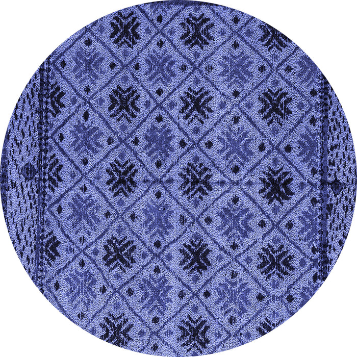 Round Machine Washable Abstract Blue Modern Rug, wshabs4359blu
