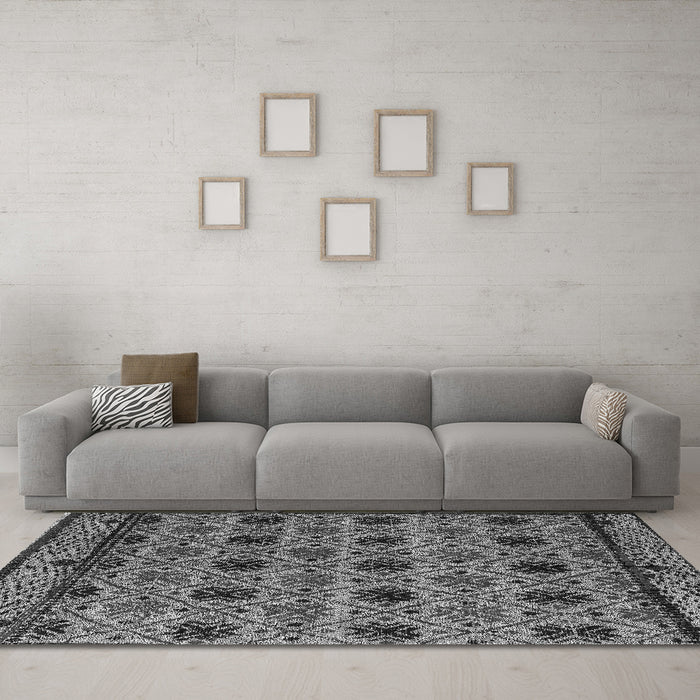Machine Washable Abstract Gray Modern Rug in a Living Room,, wshabs4359gry
