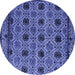 Round Abstract Blue Modern Rug, abs4359blu