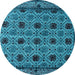 Round Abstract Light Blue Modern Rug, abs4359lblu