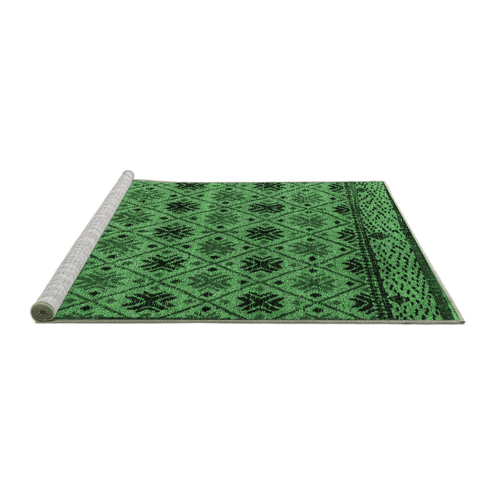 Sideview of Machine Washable Abstract Emerald Green Modern Area Rugs, wshabs4359emgrn