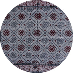 Round Machine Washable Abstract Dark Gray Rug, wshabs4359