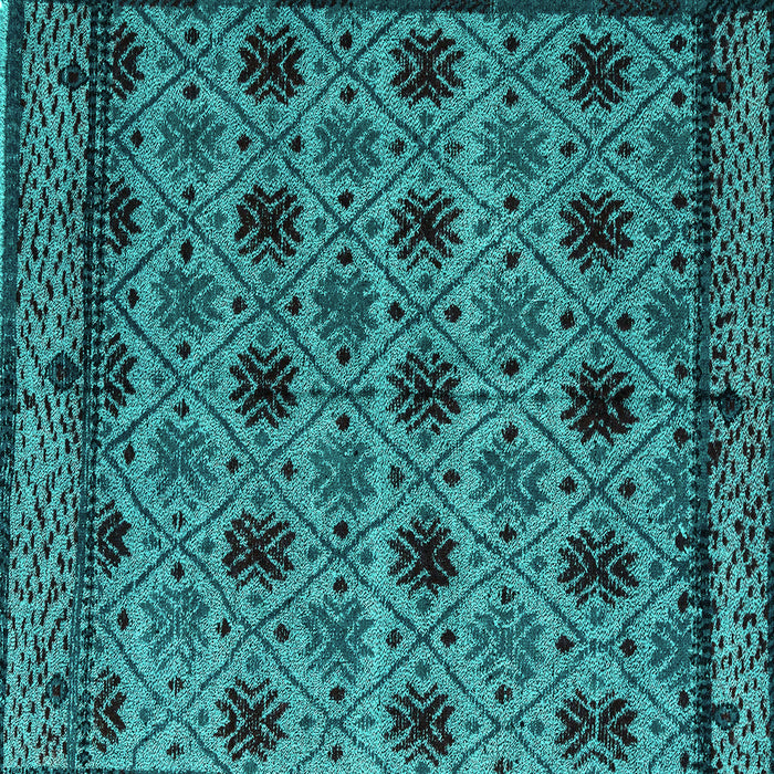 Square Abstract Turquoise Modern Rug, abs4359turq