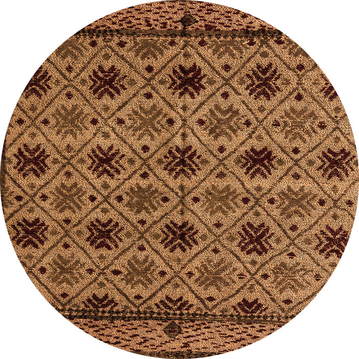 Round Machine Washable Abstract Orange Modern Area Rugs, wshabs4359org