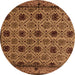 Round Machine Washable Abstract Orange Modern Area Rugs, wshabs4359org