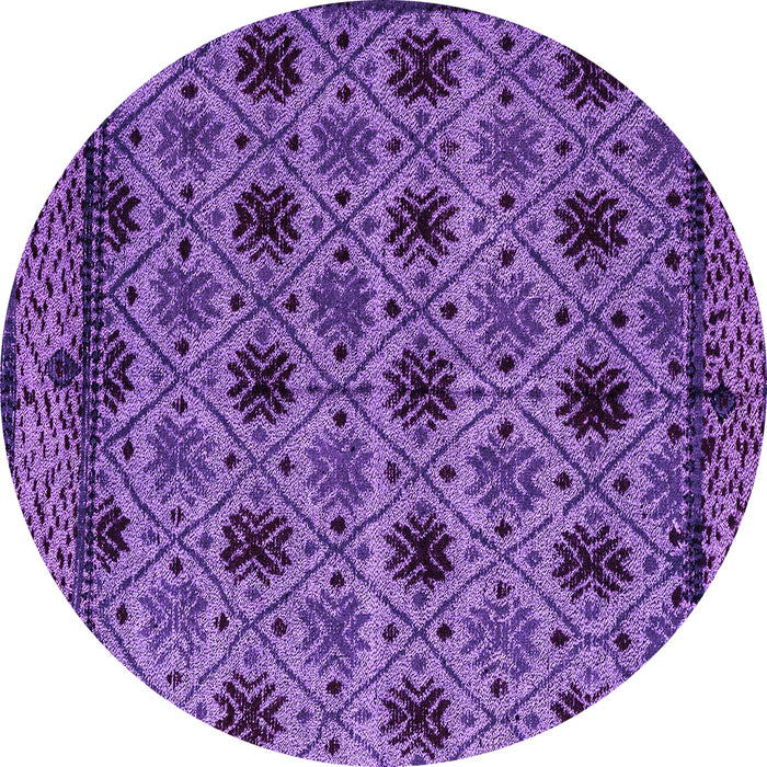 Round Machine Washable Abstract Purple Modern Area Rugs, wshabs4359pur