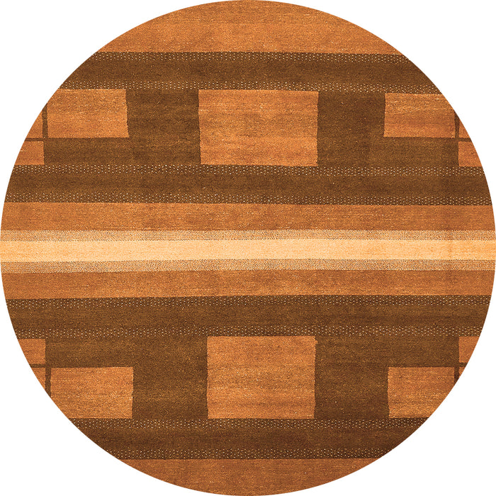 Round Machine Washable Abstract Orange Modern Area Rugs, wshabs435org