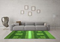 Machine Washable Abstract Green Modern Rug, wshabs435grn