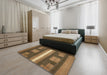 Abstract Bronze Brown Modern Rug in a Bedroom, abs435