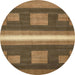 Round Machine Washable Abstract Bronze Brown Rug, wshabs435