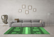 Machine Washable Abstract Emerald Green Modern Area Rugs in a Living Room,, wshabs435emgrn