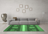 Machine Washable Abstract Emerald Green Modern Rug, wshabs435emgrn