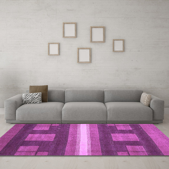 Machine Washable Abstract Purple Modern Area Rugs in a Living Room, wshabs435pur