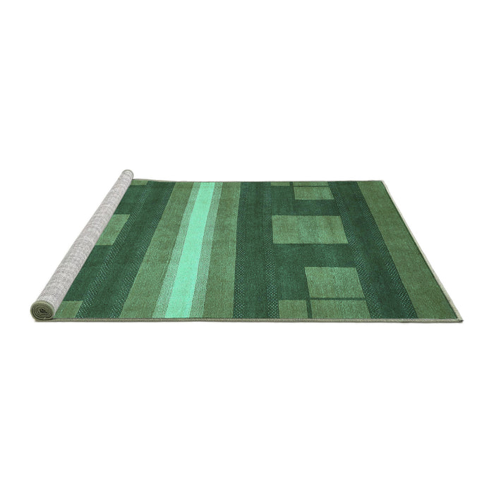 Sideview of Machine Washable Abstract Turquoise Modern Area Rugs, wshabs435turq
