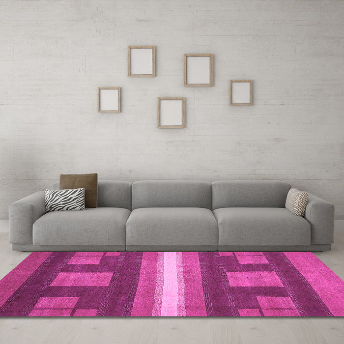 Machine Washable Abstract Pink Modern Rug in a Living Room, wshabs435pnk