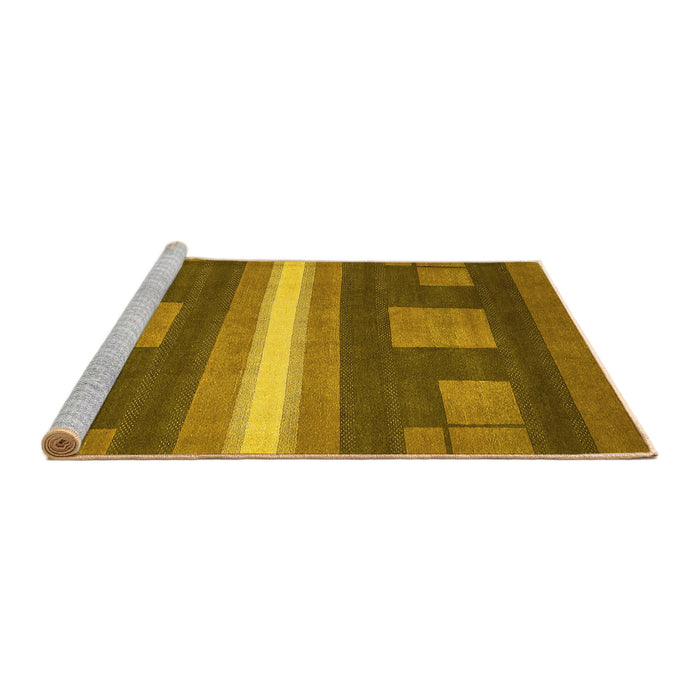 Sideview of Machine Washable Abstract Yellow Modern Rug, wshabs435yw