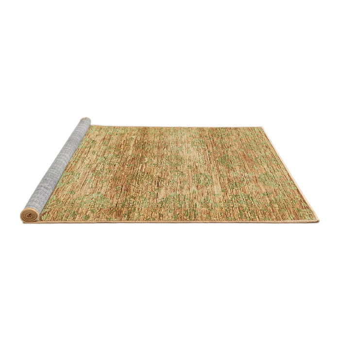 Sideview of Machine Washable Abstract Chrome Gold Yellow Rug, wshabs436