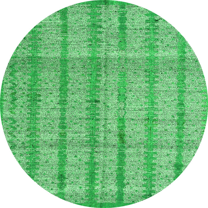 Round Machine Washable Abstract Green Modern Area Rugs, wshabs4360grn