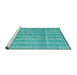 Sideview of Machine Washable Abstract Turquoise Modern Area Rugs, wshabs4360turq