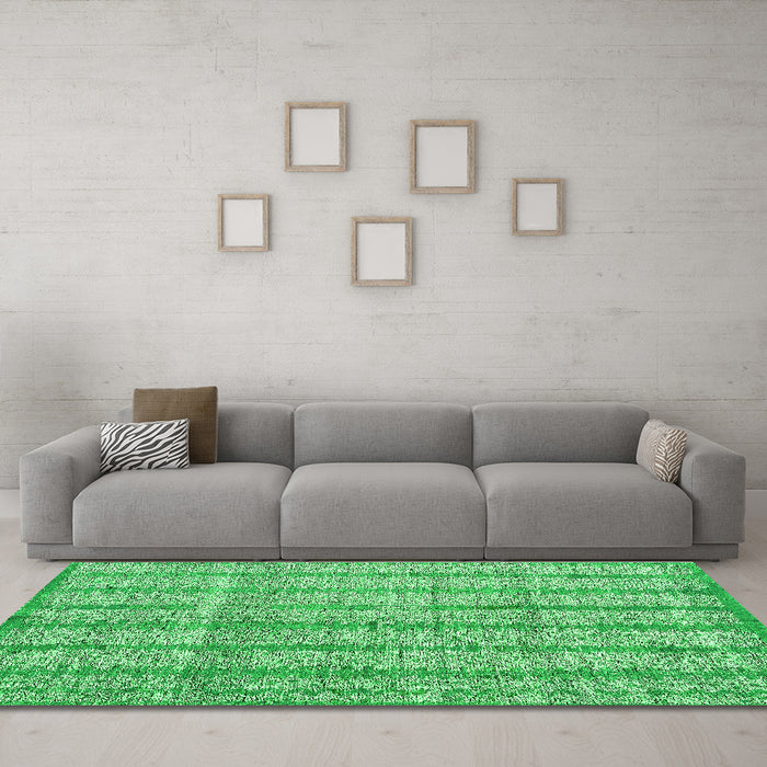 Machine Washable Abstract Green Modern Area Rugs in a Living Room,, wshabs4360grn
