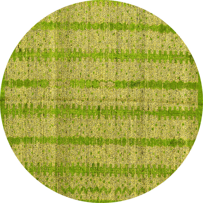 Round Machine Washable Abstract Yellow Modern Rug, wshabs4360yw