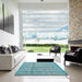 Square Abstract Blue Modern Rug in a Living Room, abs4360