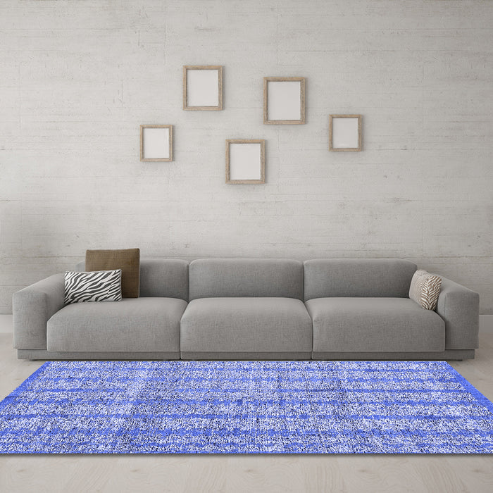 Machine Washable Abstract Blue Modern Rug in a Living Room, wshabs4360blu
