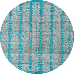 Round Machine Washable Abstract Blue Rug, wshabs4360