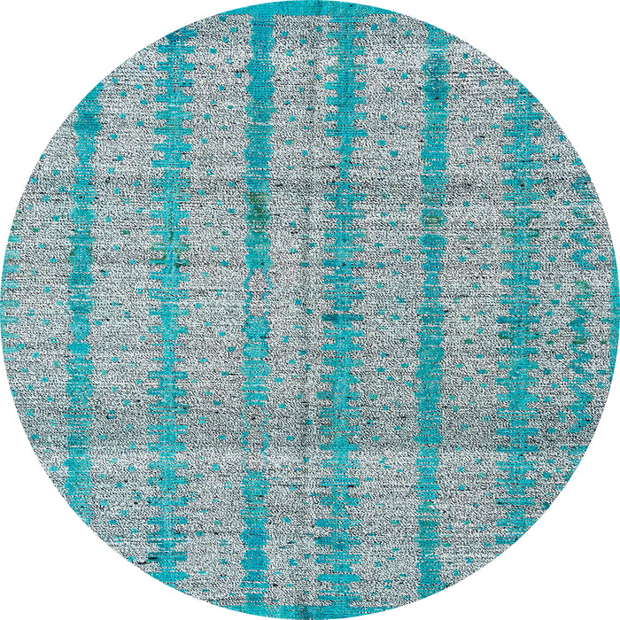 Round Machine Washable Abstract Blue Rug, wshabs4360
