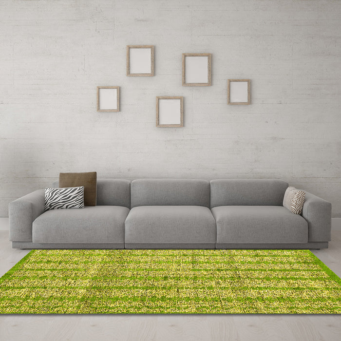 Machine Washable Abstract Yellow Modern Rug in a Living Room, wshabs4360yw