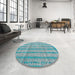 Round Abstract Blue Modern Rug in a Office, abs4360