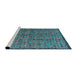 Sideview of Machine Washable Abstract Deep Turquoise Green Rug, wshabs4361