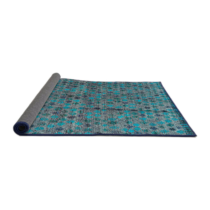 Sideview of Abstract Deep Turquoise Green Modern Rug, abs4361