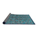 Sideview of Abstract Deep Turquoise Green Modern Rug, abs4361