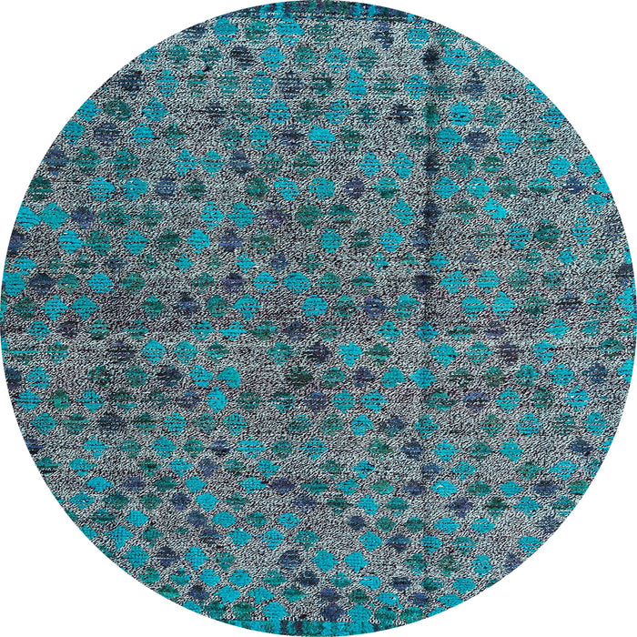 Round Abstract Deep Turquoise Green Modern Rug, abs4361