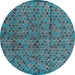 Round Abstract Deep Turquoise Green Modern Rug, abs4361