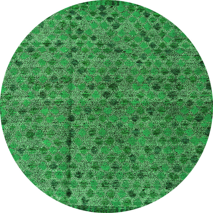 Round Machine Washable Abstract Green Modern Area Rugs, wshabs4361grn
