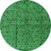 Round Machine Washable Abstract Green Modern Area Rugs, wshabs4361grn