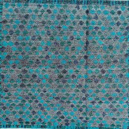 Square Abstract Deep Turquoise Green Modern Rug, abs4361