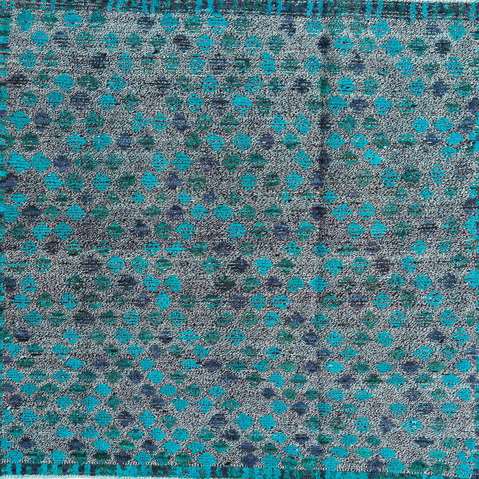 Square Abstract Deep Turquoise Green Modern Rug, abs4361