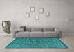 Machine Washable Abstract Turquoise Modern Area Rugs in a Living Room,, wshabs4361turq