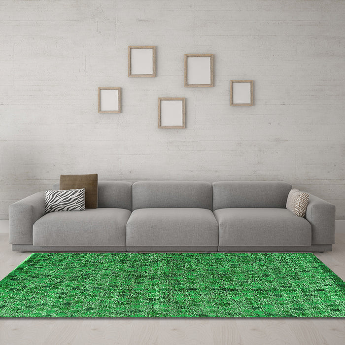 Machine Washable Abstract Green Modern Area Rugs in a Living Room,, wshabs4361grn