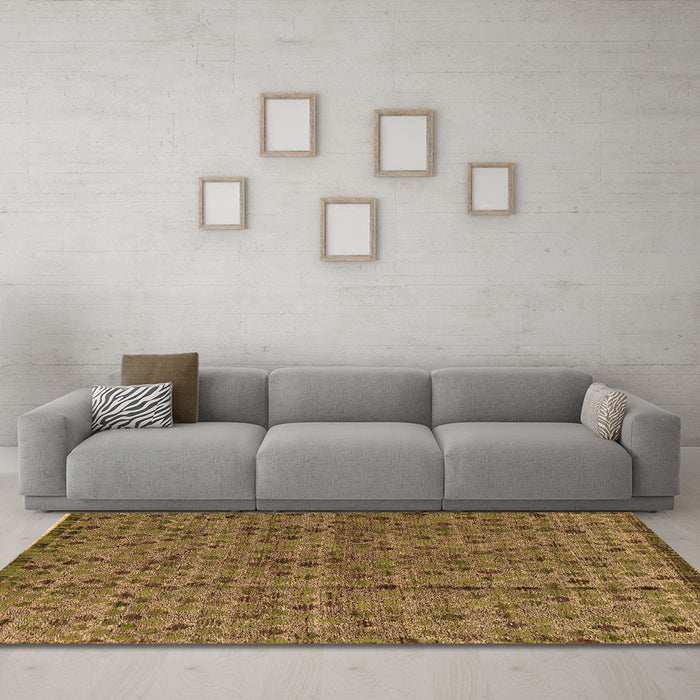 Machine Washable Abstract Orange Modern Area Rugs in a Living Room, wshabs4361org