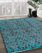 Abstract Deep Turquoise Green Modern Rug in Family Room, abs4361