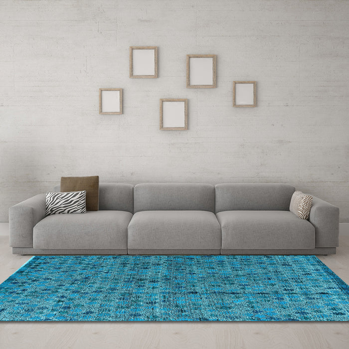 Machine Washable Abstract Light Blue Modern Rug in a Living Room, wshabs4361lblu